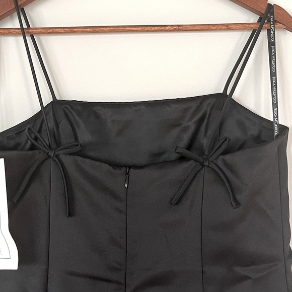 Vintage Scott McClintock Dress Black Satin Formal Midi Length Bow Details 12P - Picture 9 of 16
